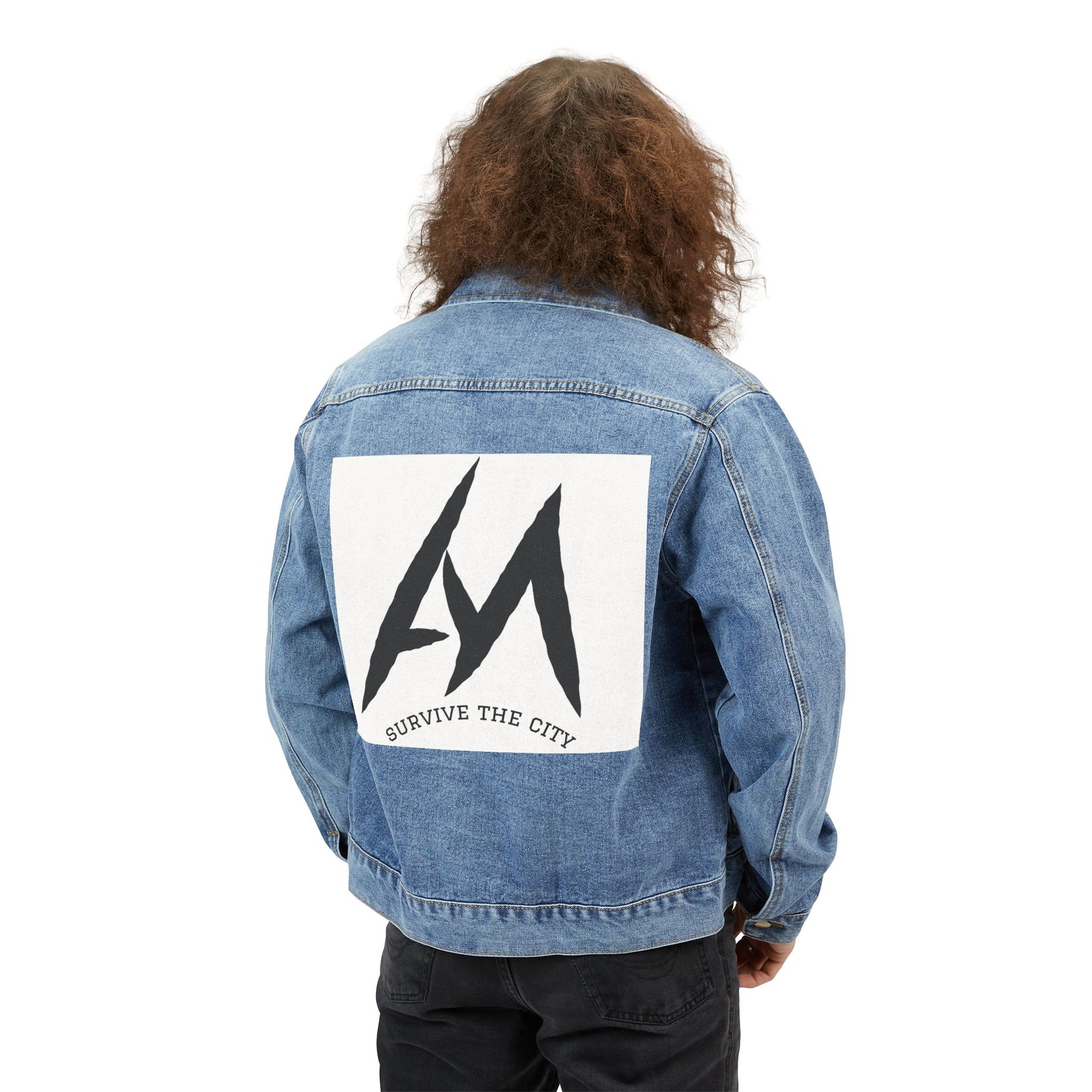 Stray claw Denim Jacket with 'Survive the City' Design, Casual Outerwear, Streetwear, Gift for Him, Fall Fashion